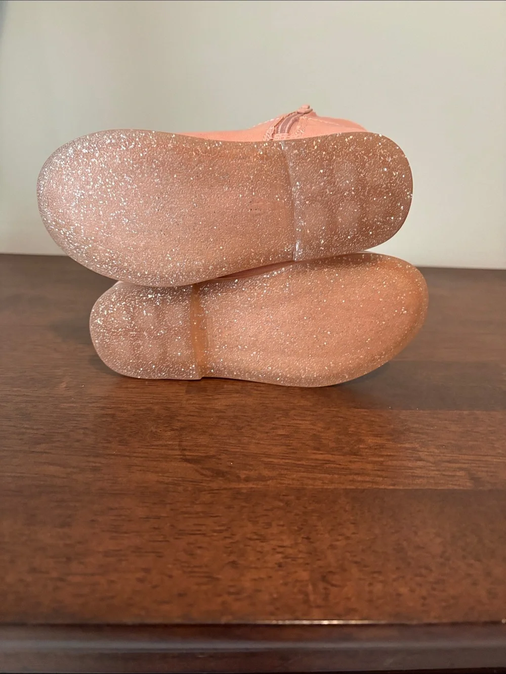 Kids Pink Ankle Boots with Sparkle sole - Stylish Zip Closure